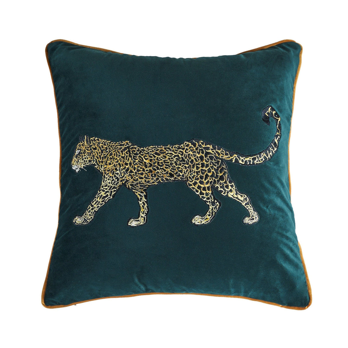 Velvet embroidery cheetah embroidery cushion cover,The edge with piping, Available in two size,Decorative pillows, Housewarming gift