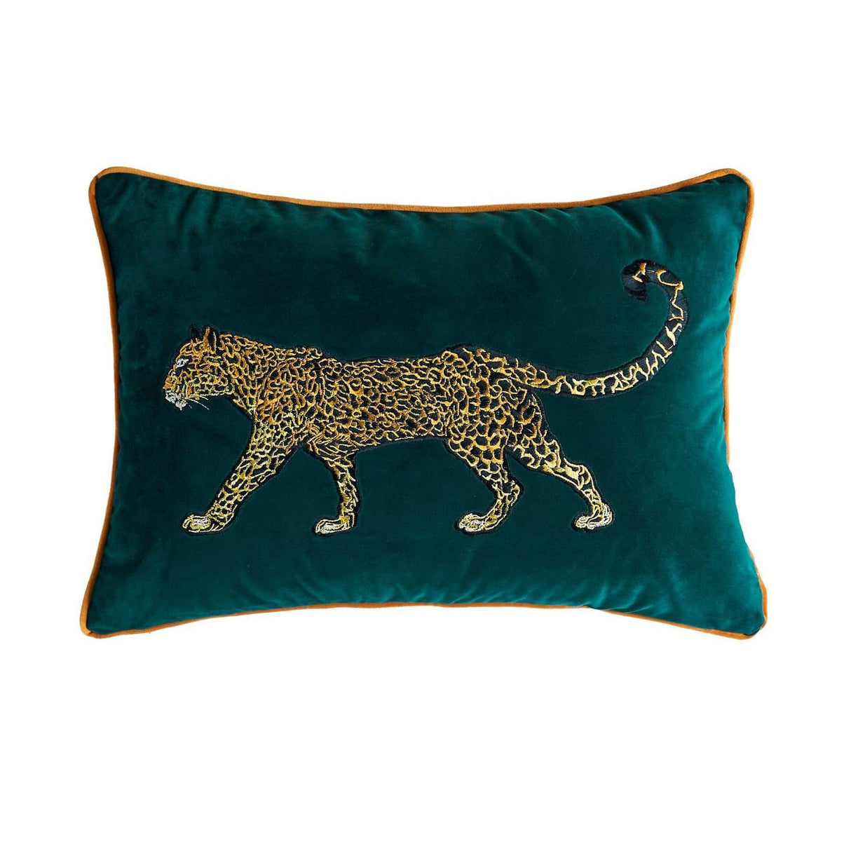 Velvet embroidery cheetah embroidery cushion cover,The edge with piping, Available in two size,Decorative pillows, Housewarming gift