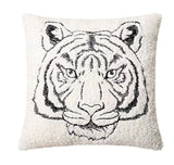 Luxury Velour white tiger embroidery Appliqué Textured Pillow Cover,Embroidery Pillow Covers, Decorative Pillows, Housewarming gift
