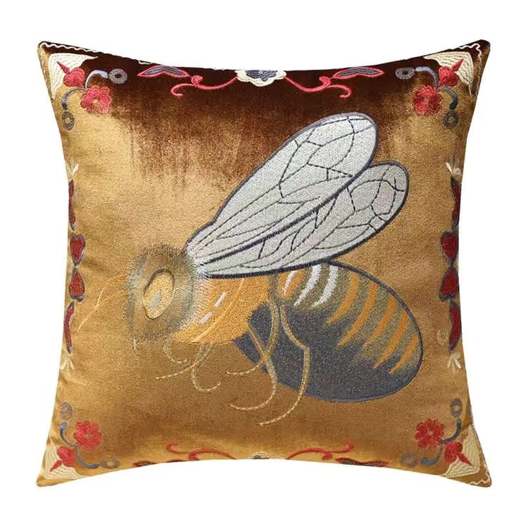 Luxury Velvet Flying wasp Retro Inspired Pillow Cover,Embroidery Pillow Covers, Decorative Pillows, Housewarming gift