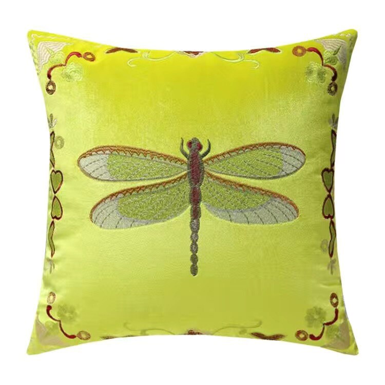 Luxury Velvet Flying Dragonfly Retro Inspired Pillow Cover,Embroidery Pillow Covers, Decorative Pillows, Housewarming gift