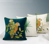 Velvet embroidery parrot cushion cover,Embroidery Pillow Covers,Decorative Pillows, Housewarming gift