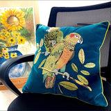 Velvet embroidery parrot cushion cover,Embroidery Pillow Covers,Decorative Pillows, Housewarming gift