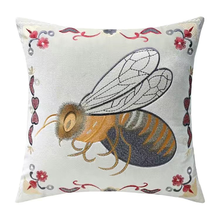 Luxury Velvet Flying wasp Retro Inspired Pillow Cover,Embroidery Pillow Covers, Decorative Pillows, Housewarming gift