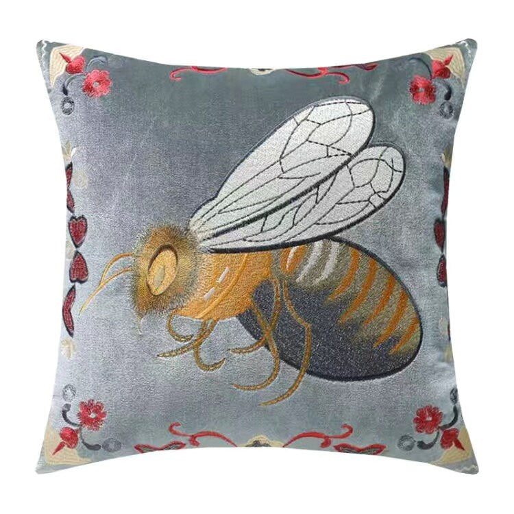 Luxury Velvet Flying wasp Retro Inspired Pillow Cover,Embroidery Pillow Covers, Decorative Pillows, Housewarming gift