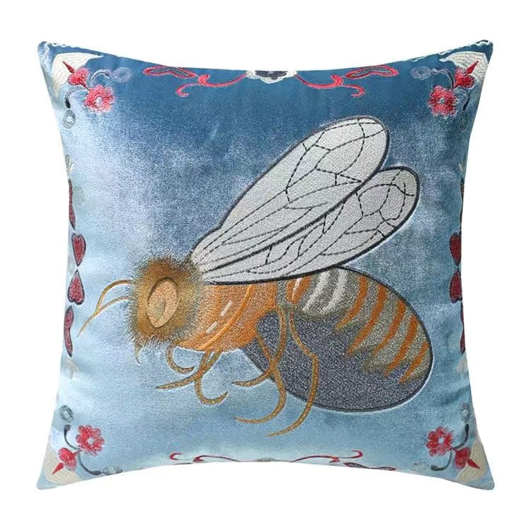 Luxury Velvet Flying wasp Retro Inspired Pillow Cover,Embroidery Pillow Covers, Decorative Pillows, Housewarming gift