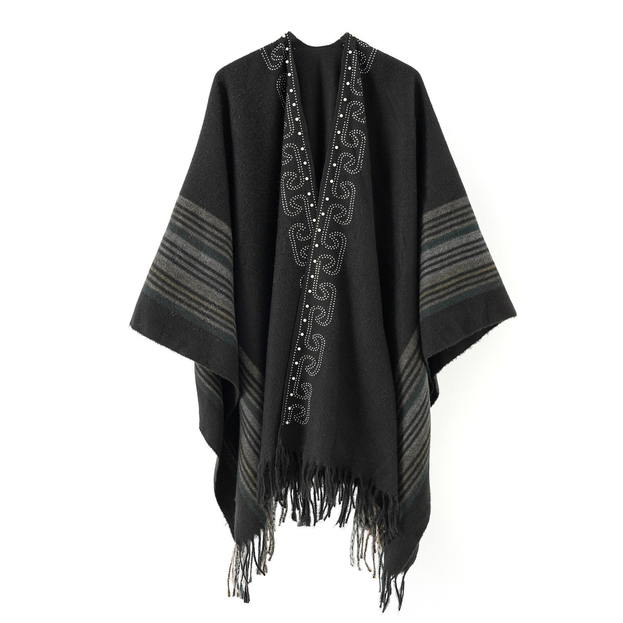 Simple shawl knitted warm black cloak air conditioning shawl Poncho Cape Winter Sweater Coat,women plus size cardigan, Perfect gift for her