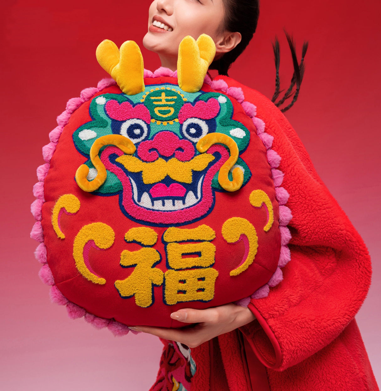 Embroidery Traditional Chinese Lucky Dragon Auspicious Dragon Pillows,Folk Art,Children's Gifts,Decorative Pillows, Housewarming gift