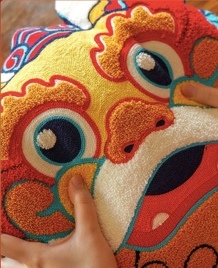 Embroidery Traditional Chinese Lucky Dragon Auspicious Dragon Pillows,Folk Art,Children's Gifts,Decorative Pillows, Housewarming gift