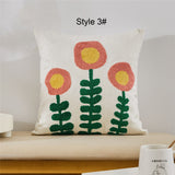 Flower Embroidered Cushion Cover 18x18",Cotton Tufted Textured Pillow Case,Decorative Pillows,Housewarming gift.