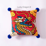 Embroidery Traditional Chinese Lucky Dragon Auspicious Dragon Pillow cover,Folk Art,Children's Gifts,Decorative pillows, Housewarming gift