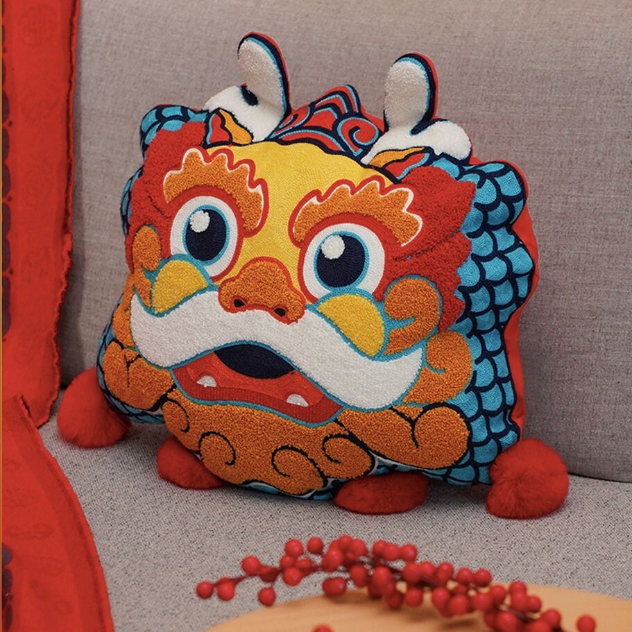 Embroidery Traditional Chinese Lucky Dragon Auspicious Dragon Pillows,Folk Art,Children's Gifts,Decorative Pillows, Housewarming gift