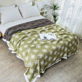 Cotton Ruffled Throw Bed Cover 100% cotton Muslin Sofa Throw Decor, Double-sided Bed Throw Blanket, 200x230cm/79x90",Housewarming gift.