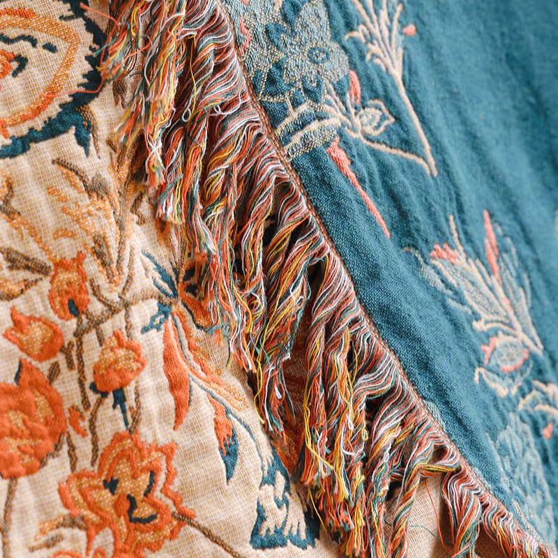 Cotton Blanket Tassels Double-sided Woven Home Decor Bedding,Cozy Nap Throw Blanket,Tassels Throw,200x230cm(79x90"),Housewarming gift.