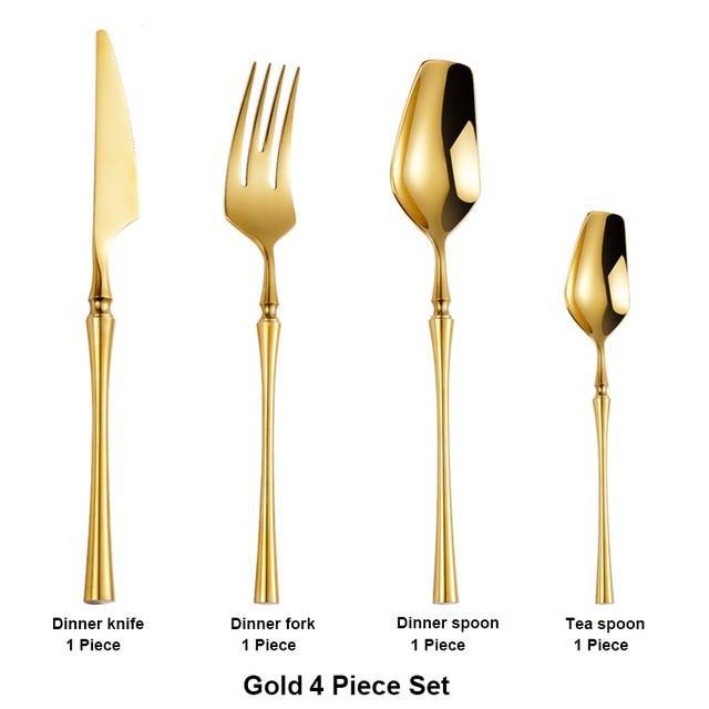 Antique Gold & Rosegold Mirror Finish Cutlery Set