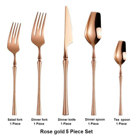 Antique Gold & Rosegold Mirror Finish Cutlery Set