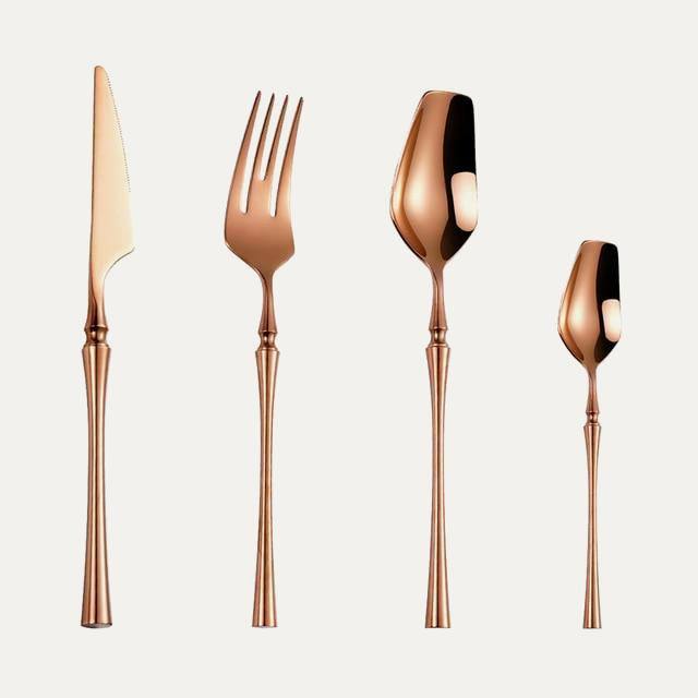 Antique Gold & Rosegold Mirror Finish Cutlery Set