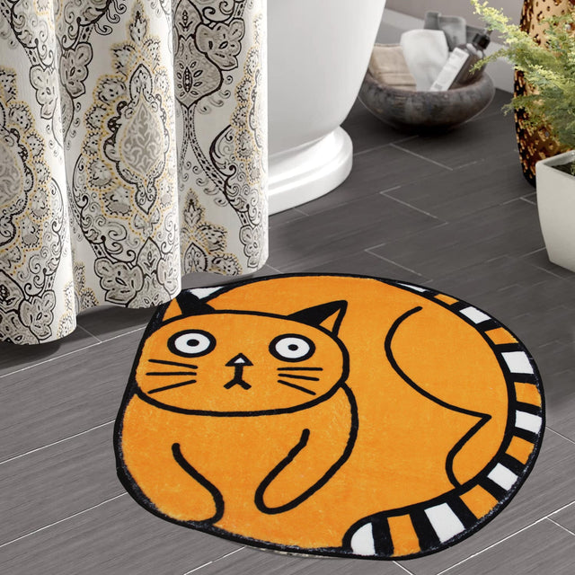 Yellow Silly Cat Bath Mat