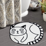 White Silly Cat Bath Mat