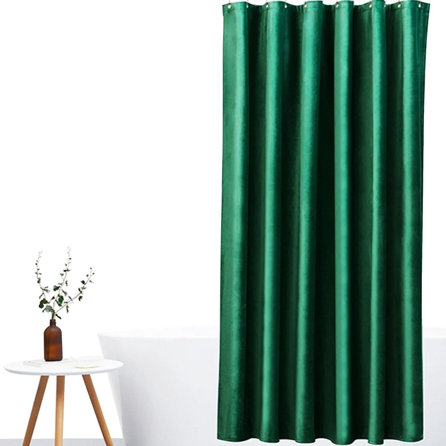 Green Velvet Shower Curtain, Emerald Extra Long Shower Curtains, Modern Extra Thick Shower Curtain, Vintage Home Decor, Water Repelling