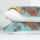 Bird Flower Gauze Green Pillow Towel (2PCS)