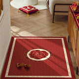 Red Flower Leather Entrance Door Mat