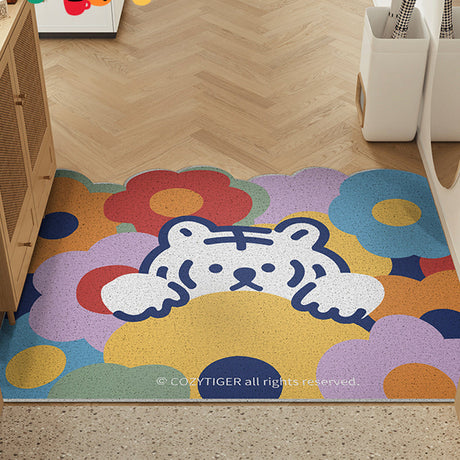 Cute Tiger and Flower PVC Entrance Door Mat
