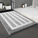 Blue Grey Stripes Bath Mat