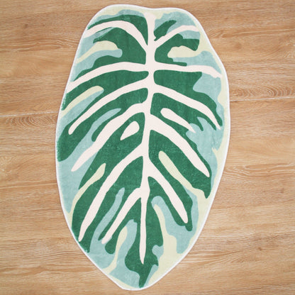 Feblilac Green Leaves Soft Bath Mat, Multiple Sized Floral Non Slip Bathmat, Plants Bathroom Rugs, Green Anti Slip Toilet Mat, Soft Thick Bathroom Carpet, Art Bathroom Mats, Best Bath Rugs, Hot Shower Mat Non Slip, Toilet Rug