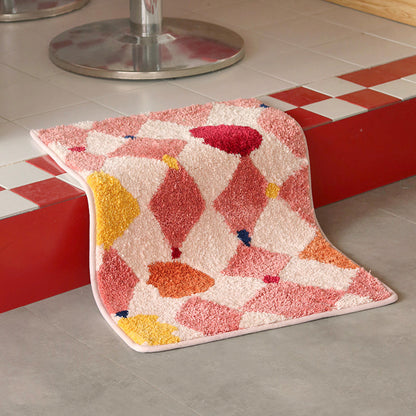 Lovely Pink Checkerboard Bath Mat