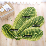 Feblilac Green Banana Leaf Bath Mat, Natural Plants Non-Slipping Bathmat