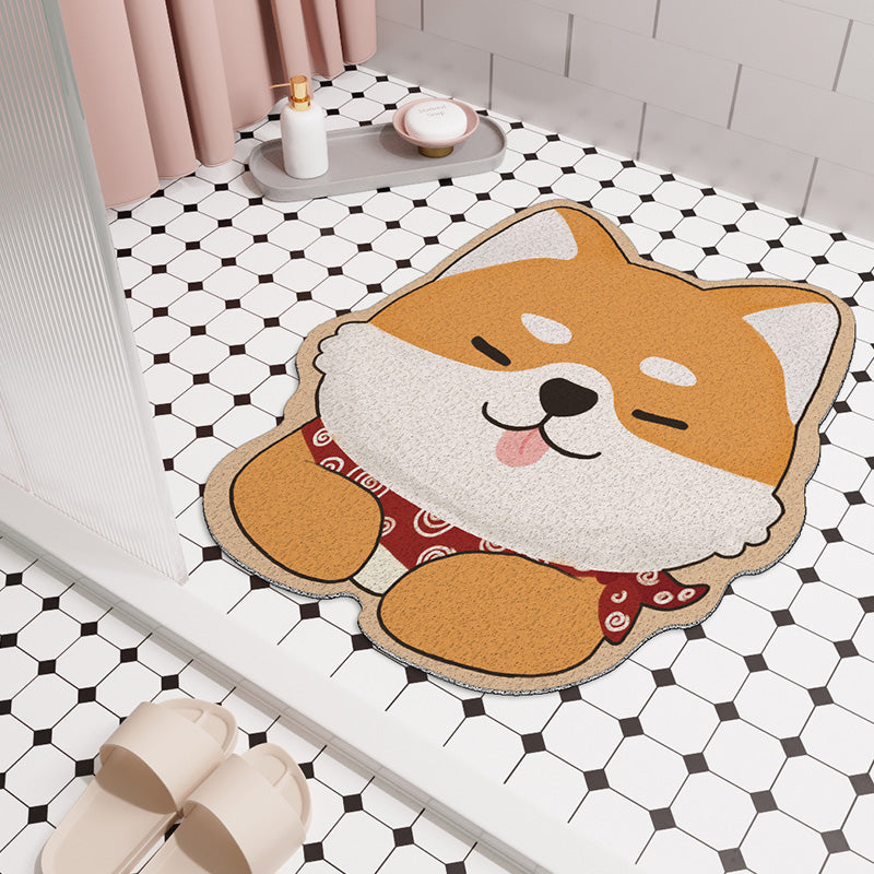 Cartoon Shiba Inu Dog PVC Bathroom Mat