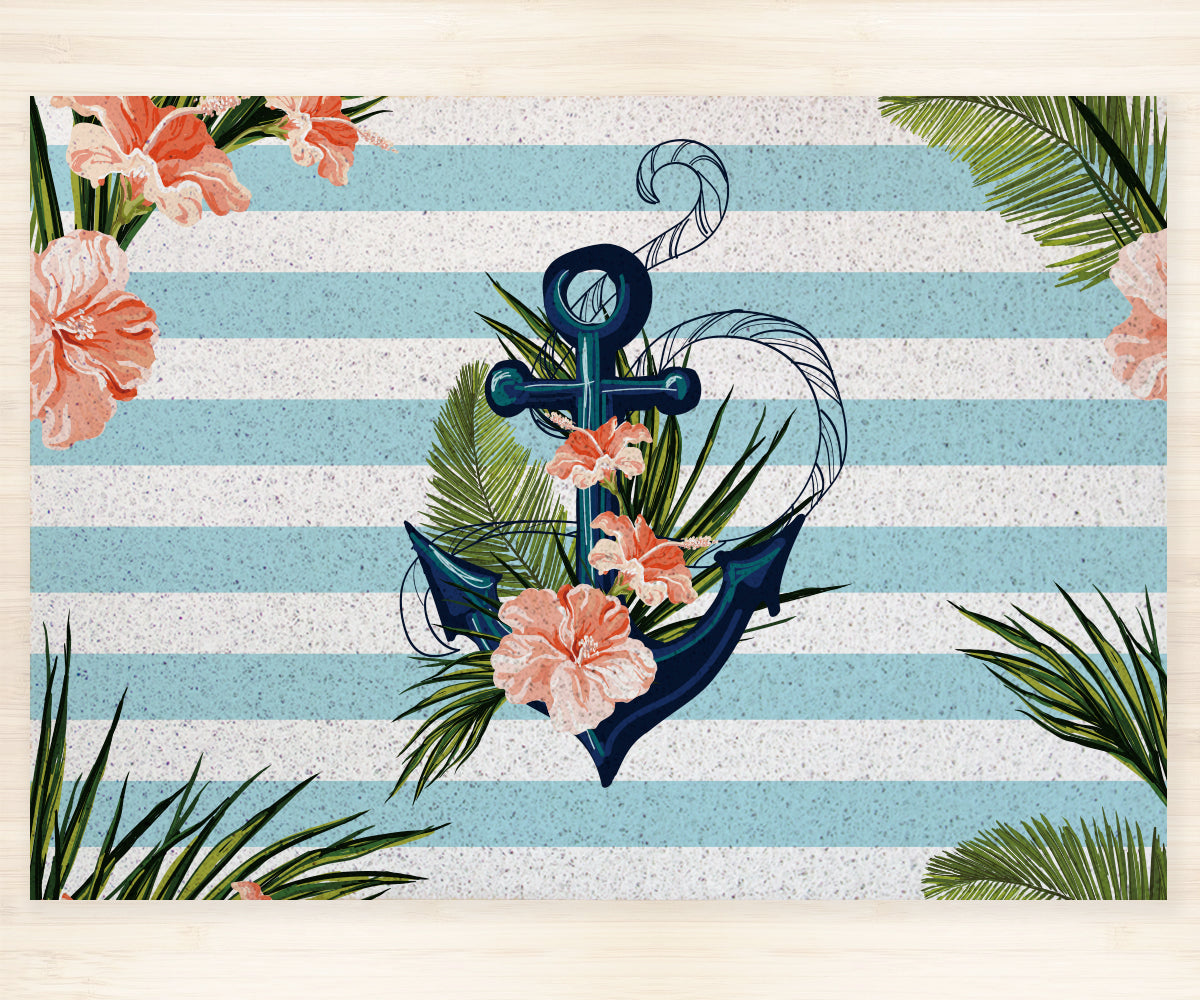 Anchor and Flowers PVC Entrance Mat