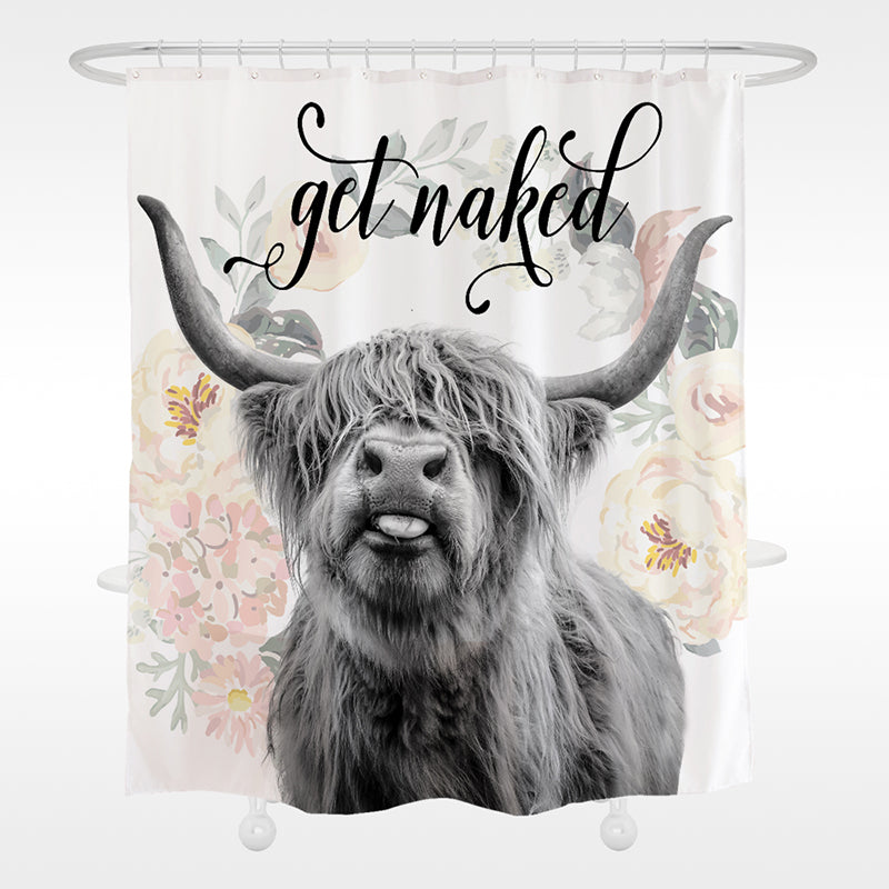 Get naked and cow shower curtain