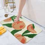 Lovely Peach Bath Mat, Green Pink Bathroom Rug, Cute Fresh Fruit Decor for Home, Housewarming Gift Idea for Nature Lover, 50x70cm or 19x27 inches