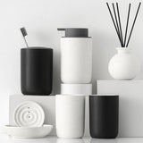 Black and White Bathroom Dispenser Mug Set