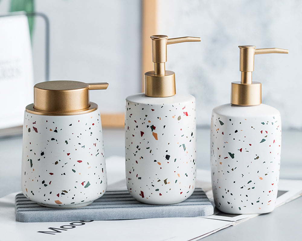 Ceramic Soap Dispenser, Liquid Soap Pump Bottle, Colorful Marble Texture