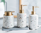 Ceramic Soap Dispenser, Liquid Soap Pump Bottle, Colorful Marble Texture