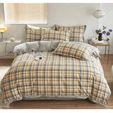 Autumn/Winter Yellow Grey Plaid bedding set Class A Washable Double Yarn Cotton/Linen Four-Piece Duvet Cover bedding Set