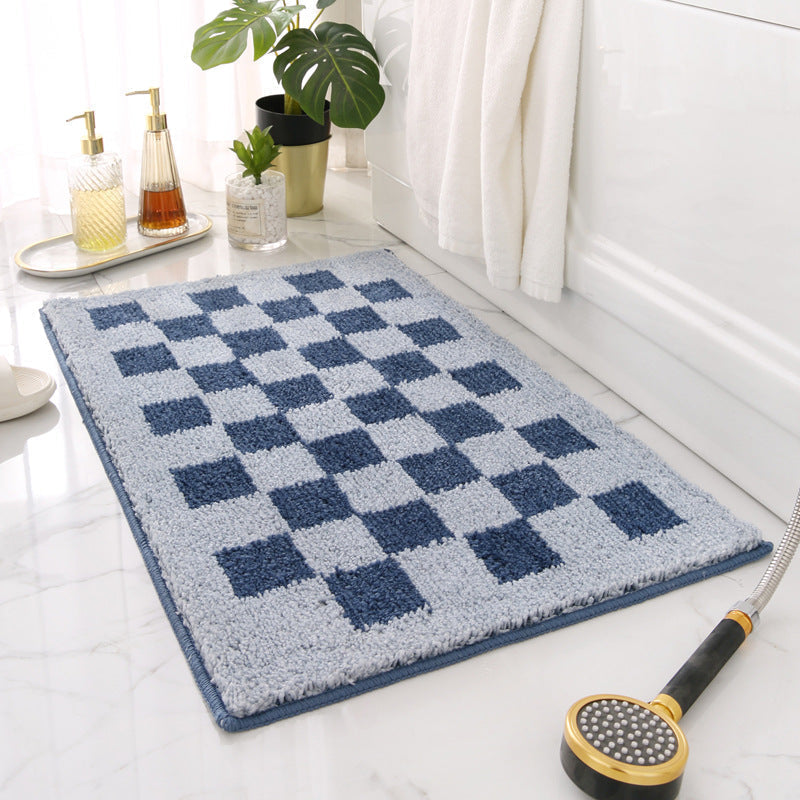 Feblilac Green and White Checkerboard Ultra Soft Bathroom Rug