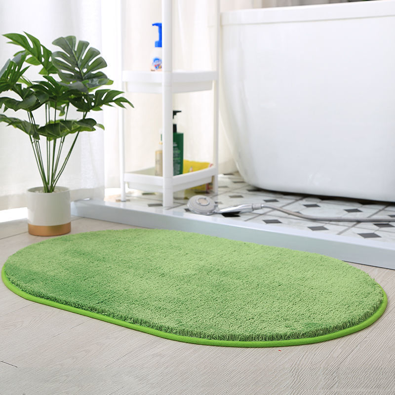 Feblilac Semicircle Solid Green Tufted Bath Mat, Multiple Sized Soft Plush Water-Absorbent,  Anti Slip Toilet Mat, Soft Thick Bathroom Carpet, Pure Bathroom Mats, Simple Best Bath Rugs, Hot Shower Mat Non Slip, Toilet Rug