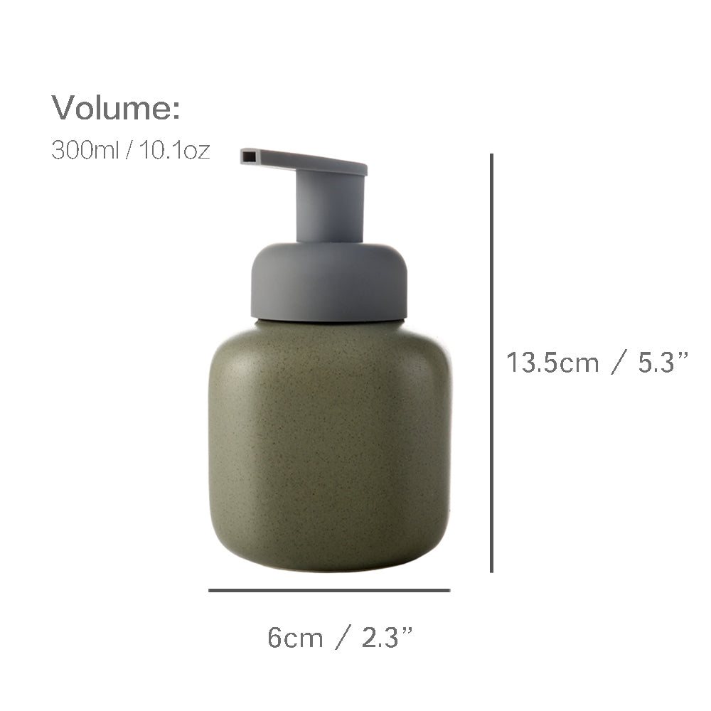 Ceramic Soap Dispenser, Foaming Pump Bathroom Bottle, Simple Design, Refillable Reusable Lotion Pump for Bathroom Kitchen, 300ml/10.1oz