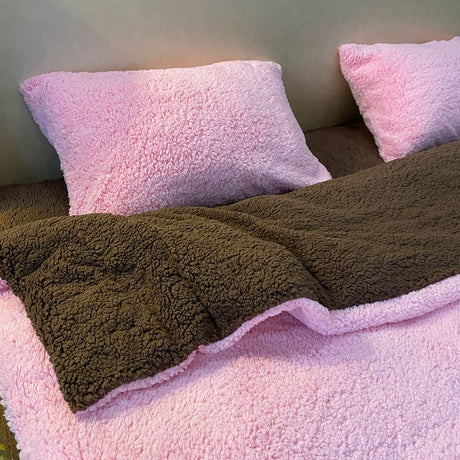 Poly Color Matching Berber Fleece Duvet Cover Bedding Set