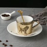 Reflection Ceramic Coffee Cup, European Electroplated Mirror Coffee Cup and Saucer Set