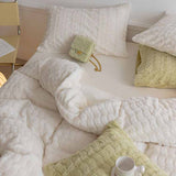 Solid Poly Rabbit Wool Milk Cashmere Duvet Cover Bedding Set