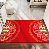 Feblilac Chinese Style Red Fu Polyester Door Mat
