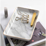 Nordic Style Marbling Rectangle Overglaze Color Ceramic Tray 5"x4" and 8"x5", Service Plate, Jewelry Tray, Decoration Tray