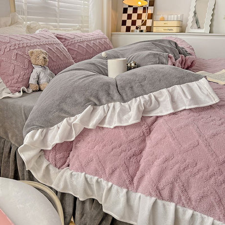 Poly/Acrylic Milk Cashmere Flannel Duvet Cover Bedding Set