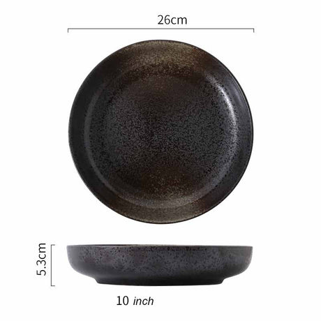 Japanese Deep Round Ceramic Dish Plate, Restaurant Home Salad Dish Plate, Kitchen Creative Cutlery Soup Plate