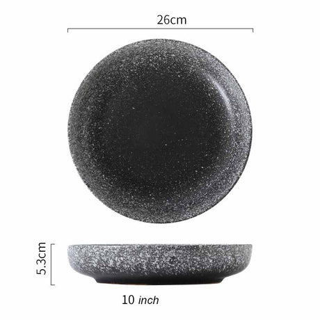 Japanese Deep Round Ceramic Dish Plate, Restaurant Home Salad Dish Plate, Kitchen Creative Cutlery Soup Plate